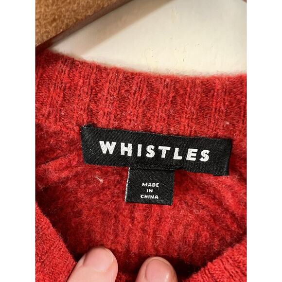 Whistles Women’s Wool Blend Ribbed Sweater Size XS Red Preppy Academia Classic - Picture 3 of 7